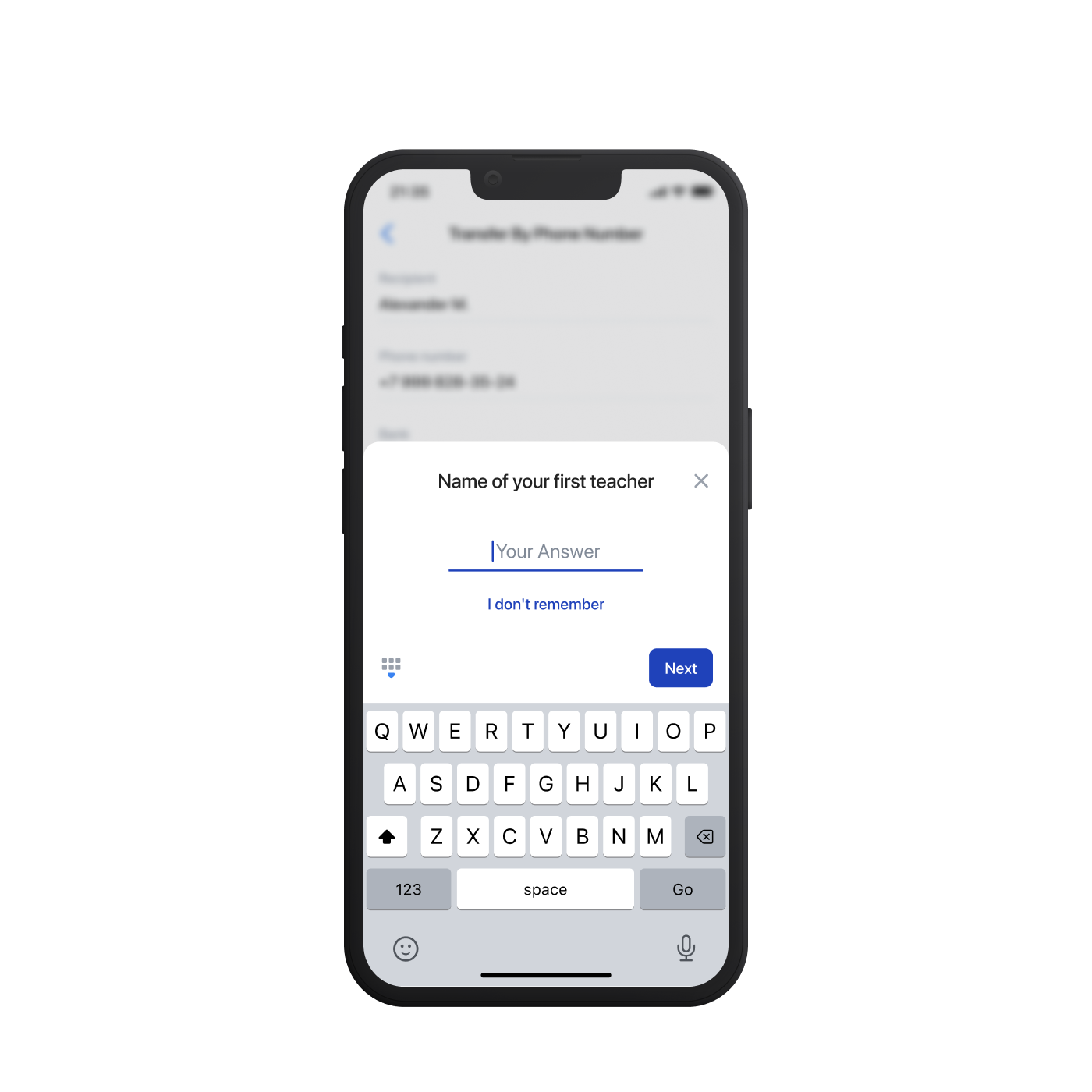 Security questions - Design of a new feature for the bank's mobile application